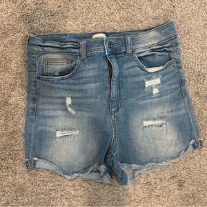 Sneak Peek Blue Distressed Jean Shorts